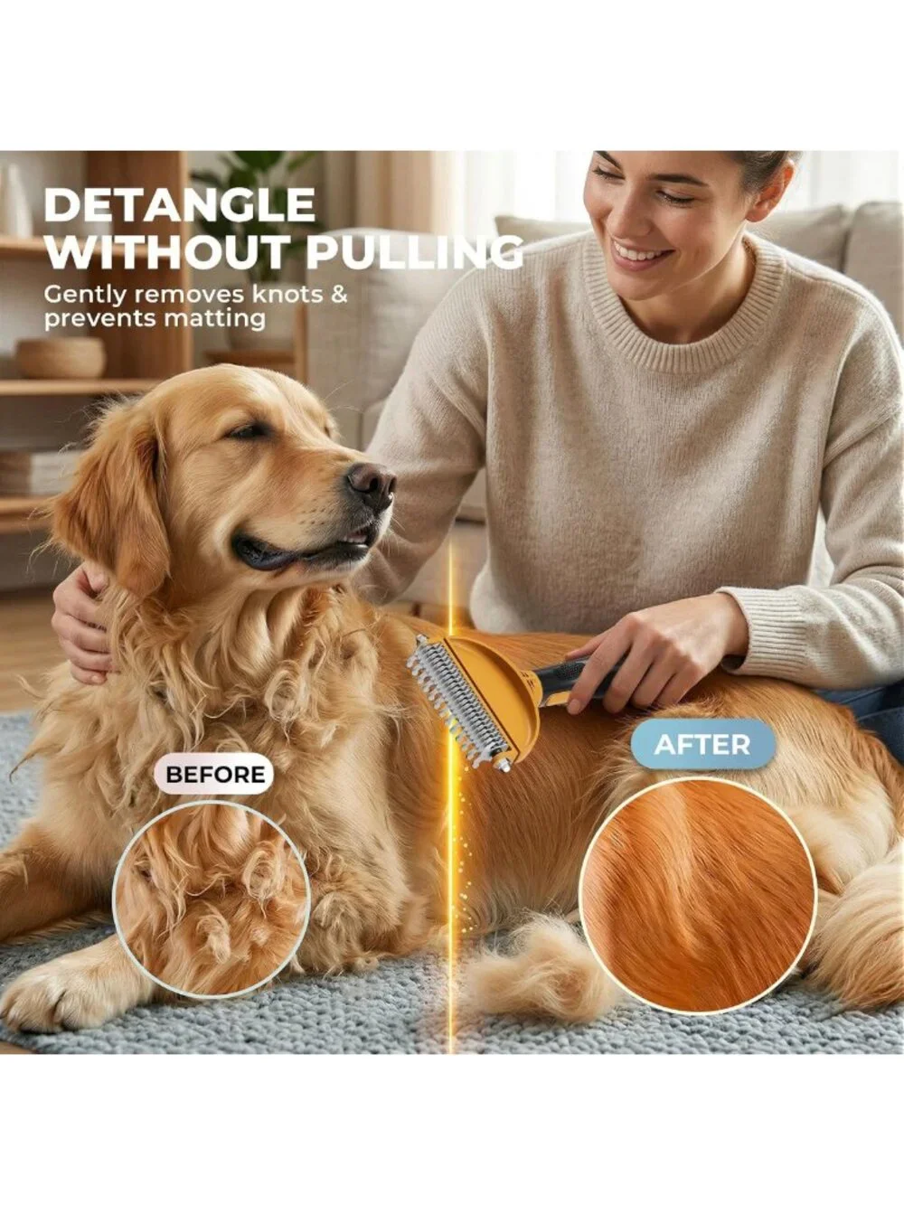 6-in-1 Deshedding Brush Grooming Kit for Dogs & Cats, All Coat Types, Reduces